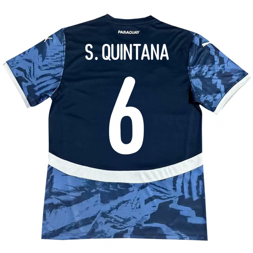 Kandiny Homme Maillot Paraguay Sebastián Quintana #6 Bleu Tenues Extérieur 24-26 T-Shirt