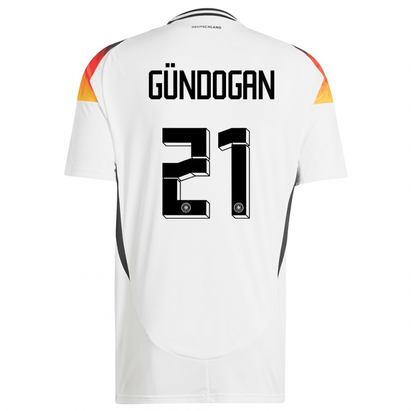 Kandiny Femme Maillot Allemagne Ilkay Gundogan #21 Blanc Tenues Domicile 24-26 T-Shirt