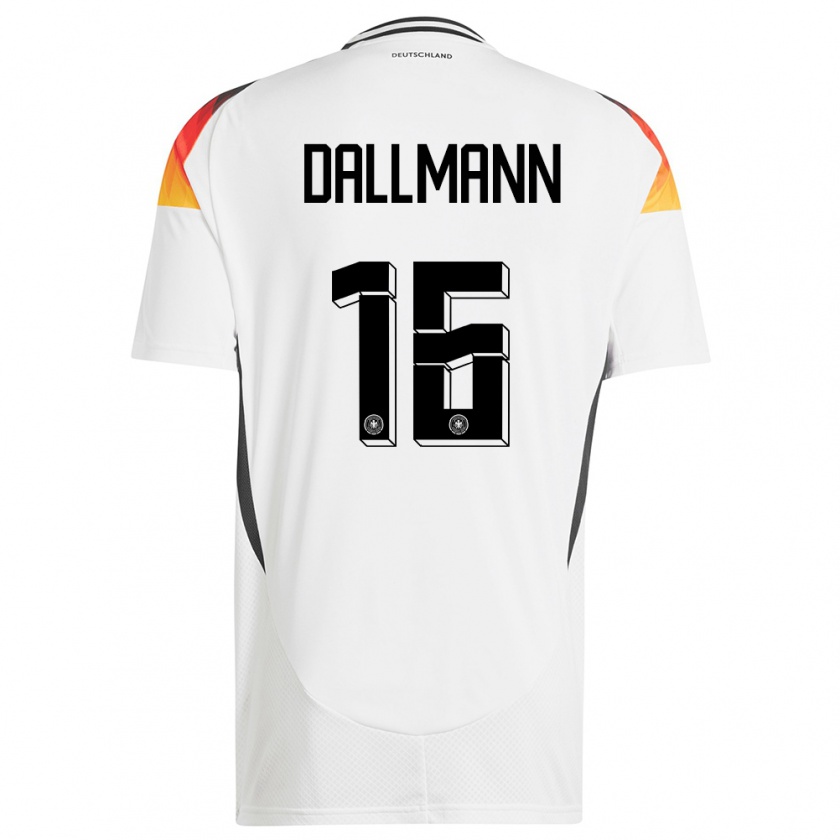 Kandiny Femme Maillot Allemagne Linda Dallmann #16 Blanc Tenues Domicile 24-26 T-Shirt