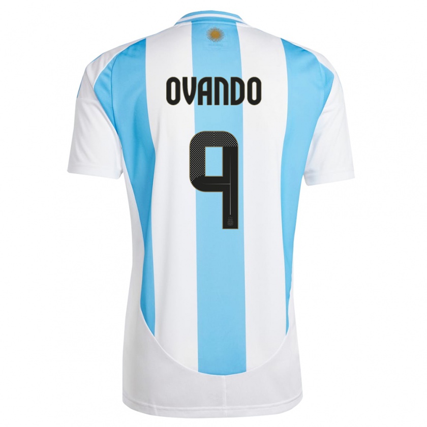 Kandiny Femme Maillot Argentine Lautaro Ovando #9 Blanc Bleu Tenues Domicile 24-26 T-Shirt