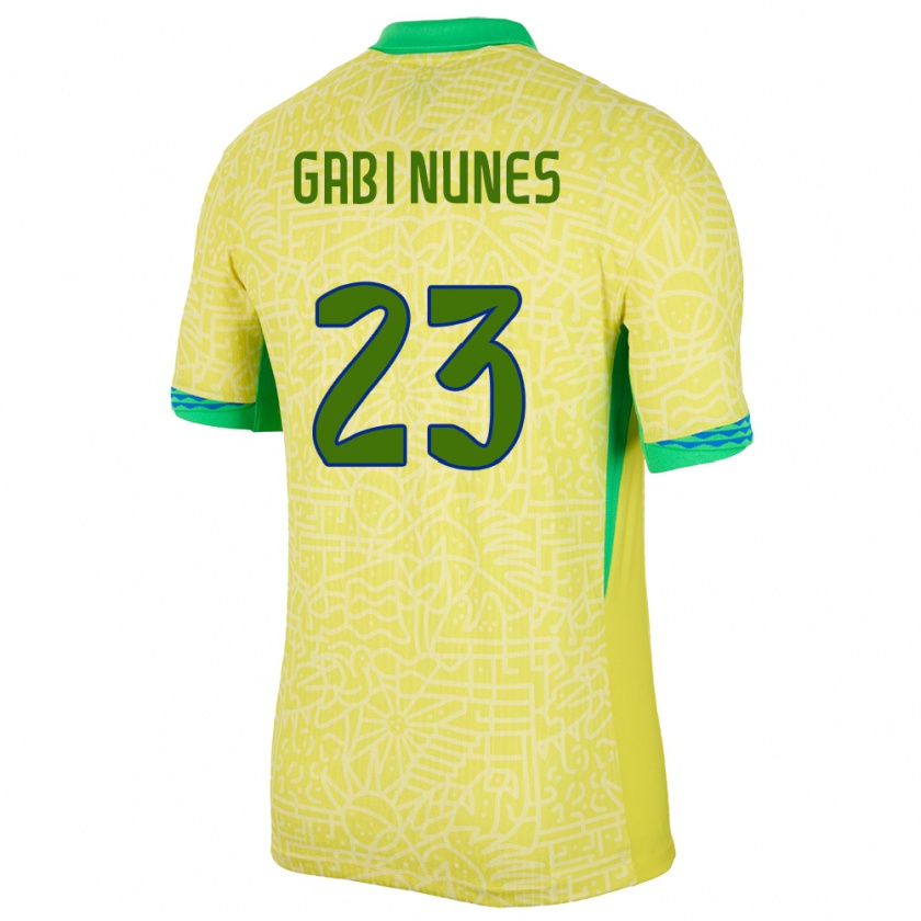 Kandiny Femme Maillot Brésil Gabi Nunes #23 Jaune Tenues Domicile 24-26 T-Shirt