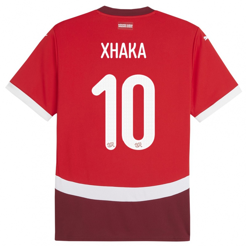 Kandiny Femme Maillot Suisse Granit Xhaka #10 Rouge Tenues Domicile 24-26 T-Shirt