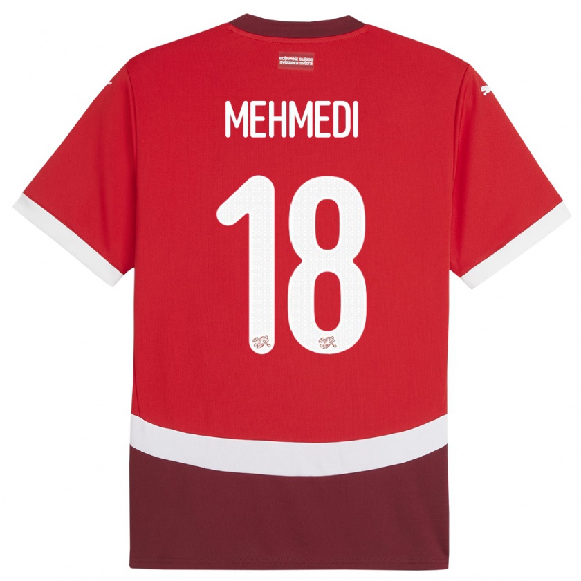 Kandiny Femme Maillot Suisse Admir Mehmedi #18 Rouge Tenues Domicile 24-26 T-Shirt