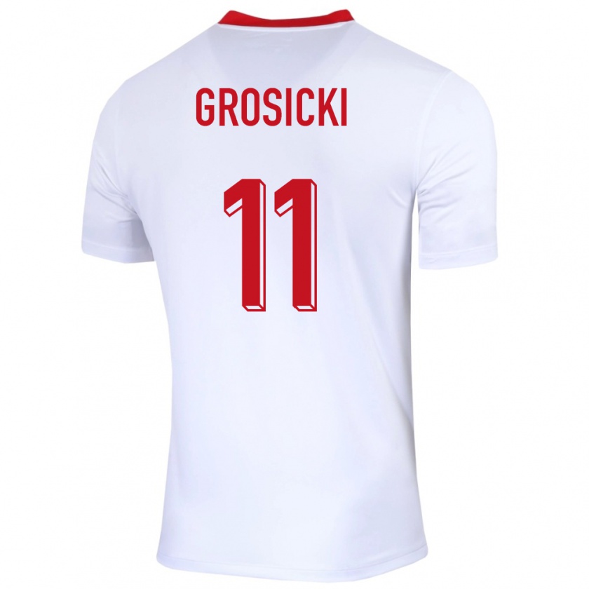 Kandiny Femme Maillot Pologne Kamil Grosicki #11 Blanc Tenues Domicile 24-26 T-Shirt