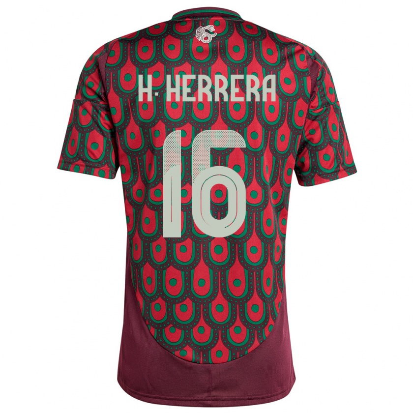 Kandiny Femme Maillot Mexique Hector Herrera #16 Bordeaux Tenues Domicile 24-26 T-Shirt