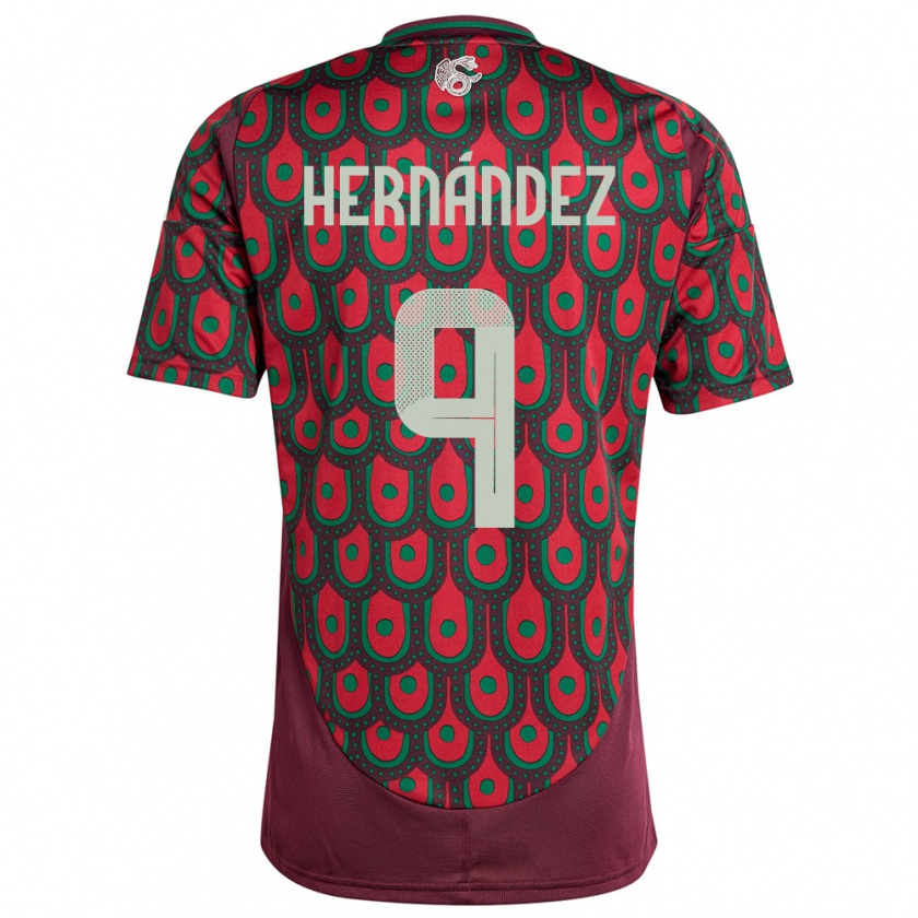 Kandiny Femme Maillot Mexique Jesus Hernandez #9 Bordeaux Tenues Domicile 24-26 T-Shirt