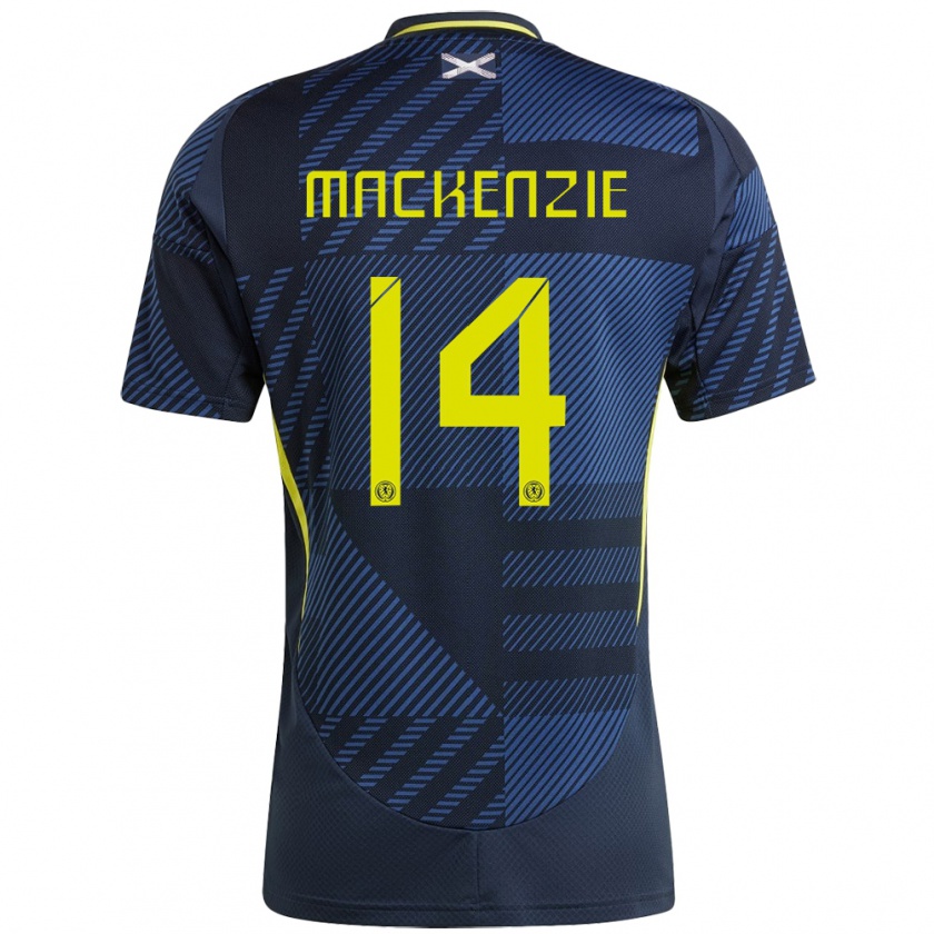 Kandiny Femme Maillot Écosse Magnus Mackenzie #14 Bleu Foncé Tenues Domicile 24-26 T-Shirt