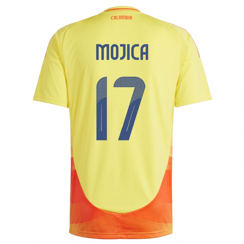 Kandiny Femme Maillot Colombie Johan Mojica #17 Jaune Tenues Domicile 24-26 T-Shirt