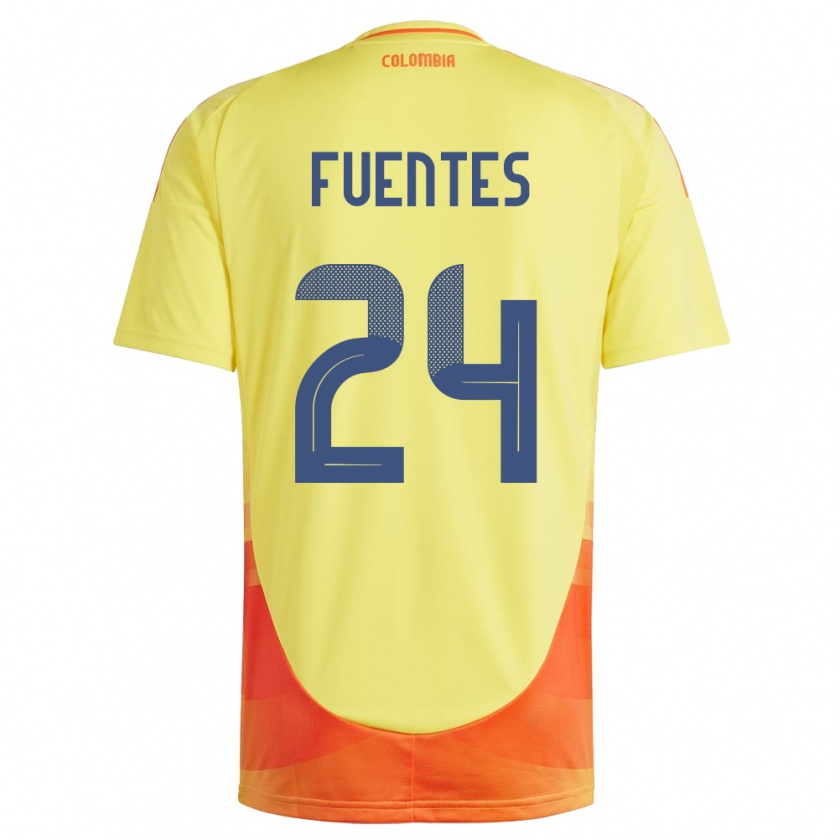 Kandiny Femme Maillot Colombie Gabriel Fuentes #24 Jaune Tenues Domicile 24-26 T-Shirt