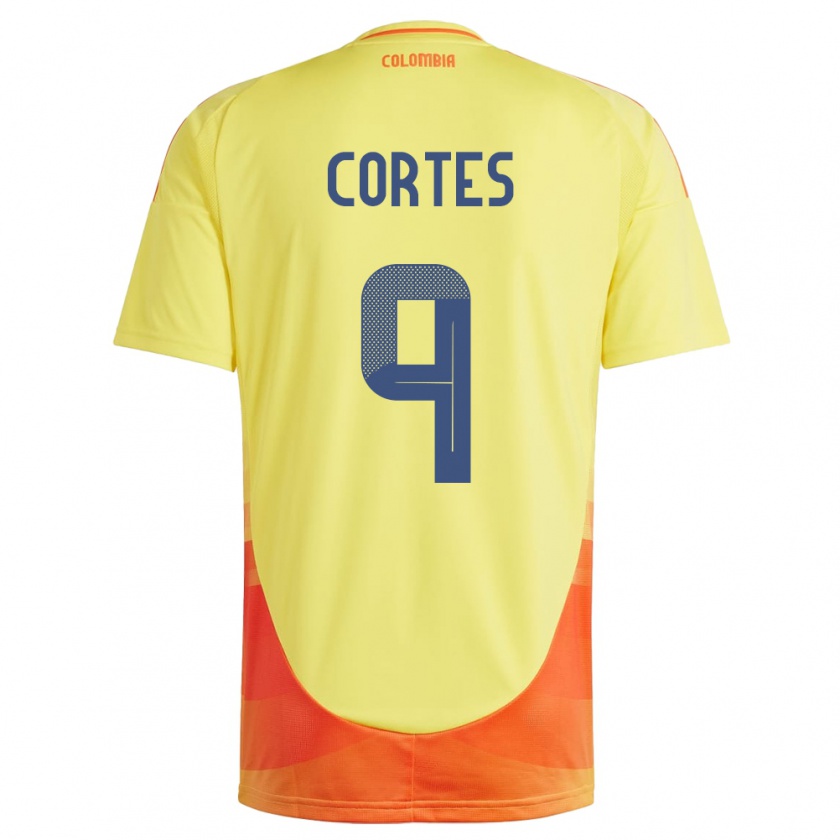 Kandiny Femme Maillot Colombie Carlos Cortés #9 Jaune Tenues Domicile 24-26 T-Shirt