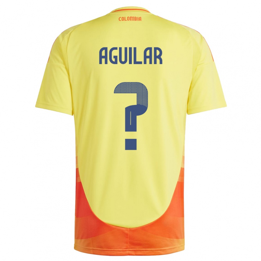 Kandiny Femme Maillot Colombie Alejandro Aguilar #0 Jaune Tenues Domicile 24-26 T-Shirt