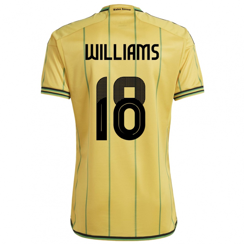 Kandiny Femme Maillot Jamaïque Romario Williams #18 Jaune Tenues Domicile 24-26 T-Shirt