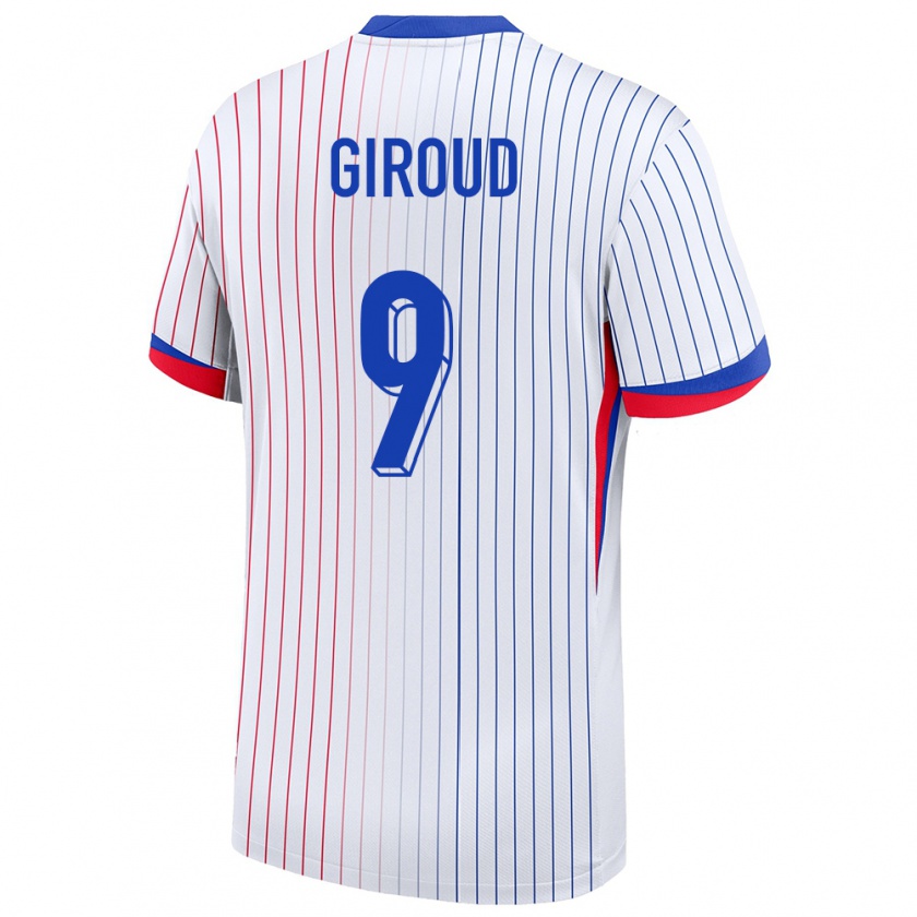 Kandiny Femme Maillot France Olivier Giroud #9 Blanc Tenues Extérieur 24-26 T-Shirt