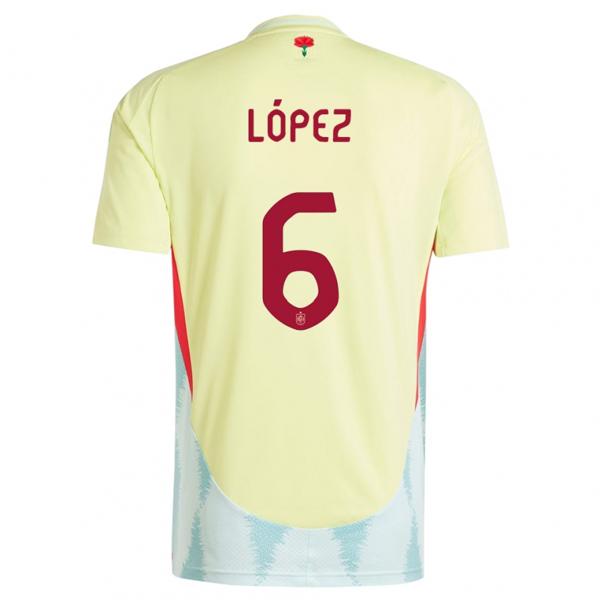 Kandiny Femme Maillot Espagne Maitane Lopez #6 Jaune Tenues Extérieur 24-26 T-Shirt