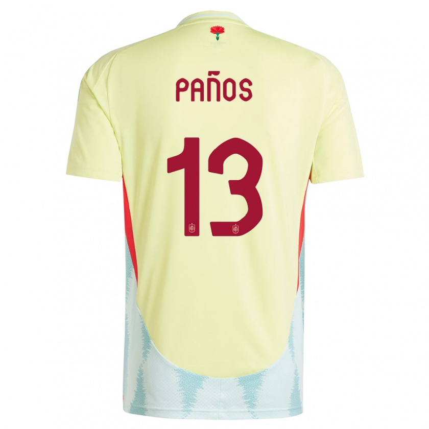 Kandiny Femme Maillot Espagne Sandra Panos #13 Jaune Tenues Extérieur 24-26 T-Shirt