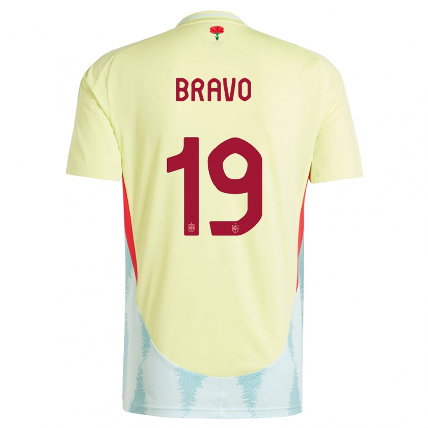 Kandiny Femme Maillot Espagne Iker Bravo #19 Jaune Tenues Extérieur 24-26 T-Shirt