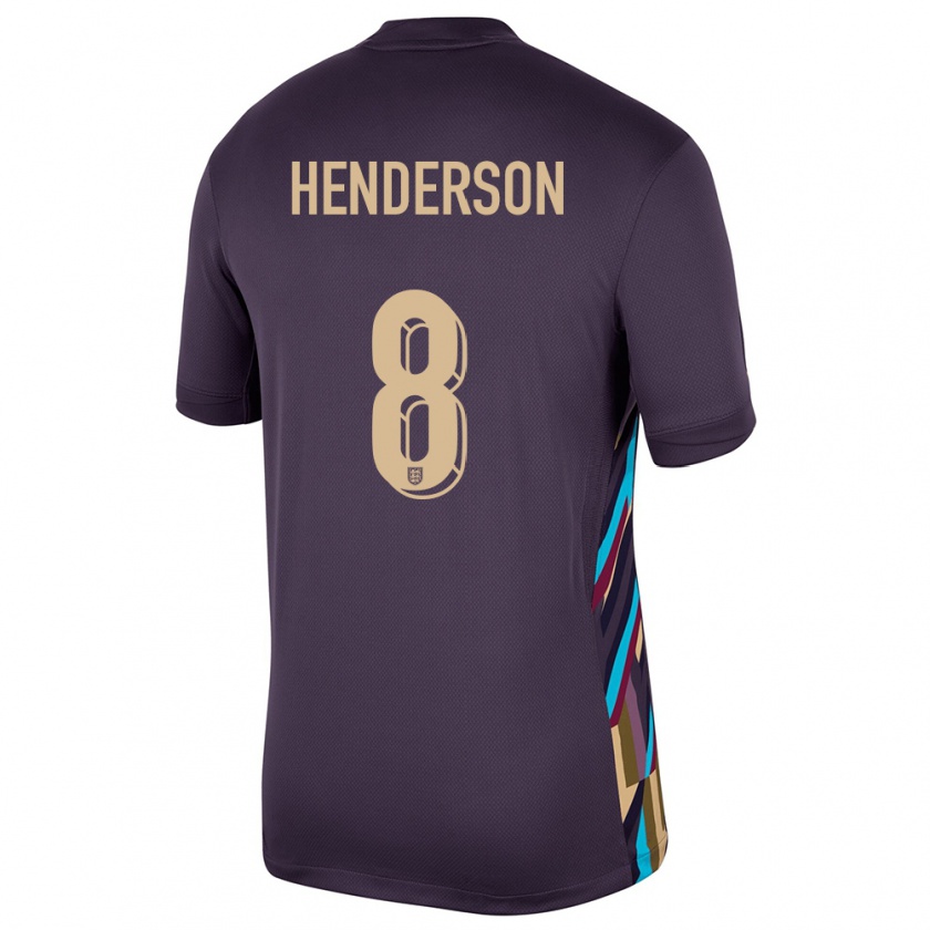 Kandiny Femme Maillot Angleterre Jordan Henderson #8 Raisins Noirs Tenues Extérieur 24-26 T-Shirt