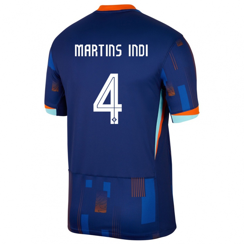 Kandiny Femme Maillot Pays-Bas Bruno Martins Indi #4 Bleu Tenues Extérieur 24-26 T-Shirt