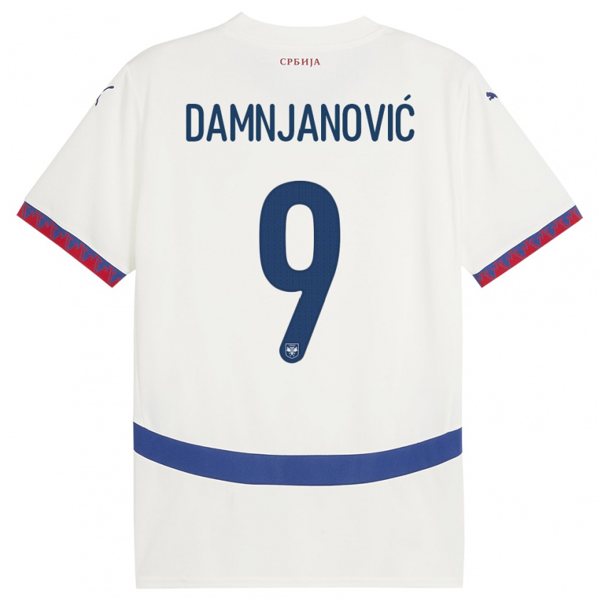 Kandiny Femme Maillot Serbie Jovana Damnjanovic #9 Blanc Tenues Extérieur 24-26 T-Shirt