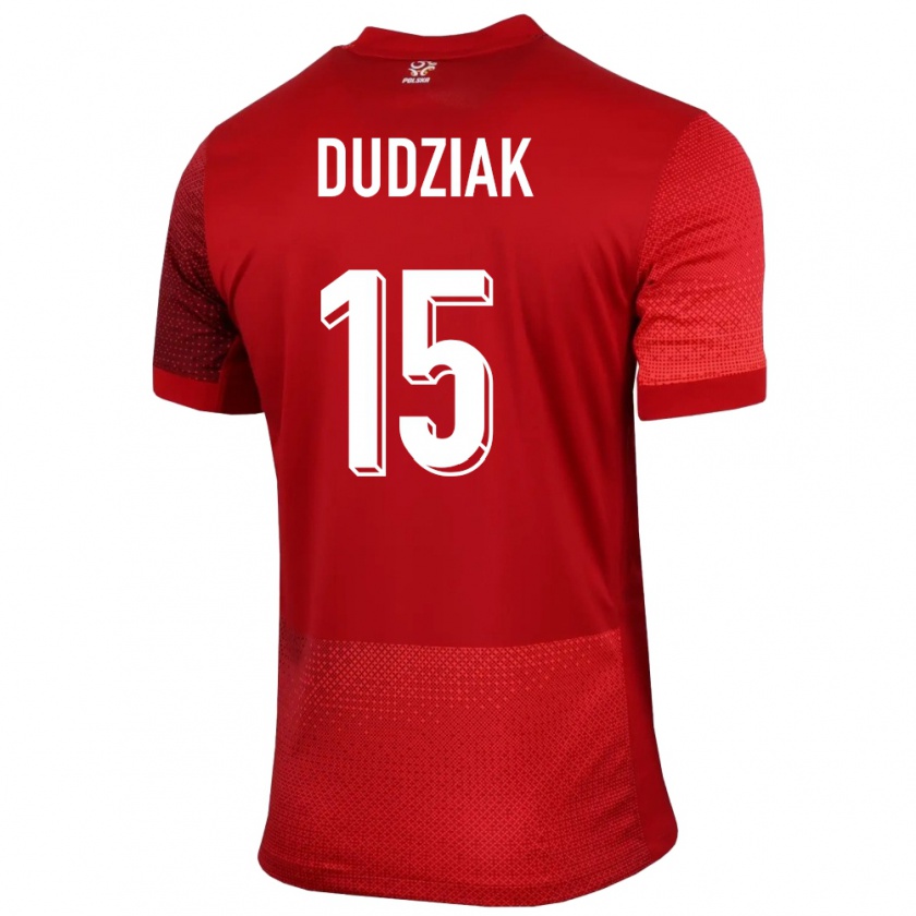 Kandiny Femme Maillot Pologne Aleksandra Dudziak #15 Rouge Tenues Extérieur 24-26 T-Shirt