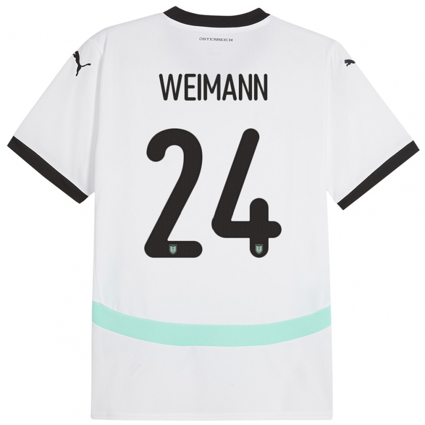 Kandiny Femme Maillot Autriche Andreas Weimann #24 Blanc Tenues Extérieur 24-26 T-Shirt