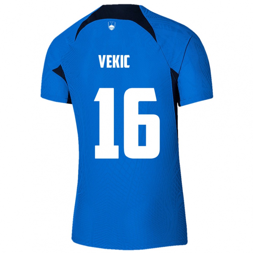 Kandiny Femme Maillot Slovénie Igor Vekic #16 Bleu Tenues Extérieur 24-26 T-Shirt