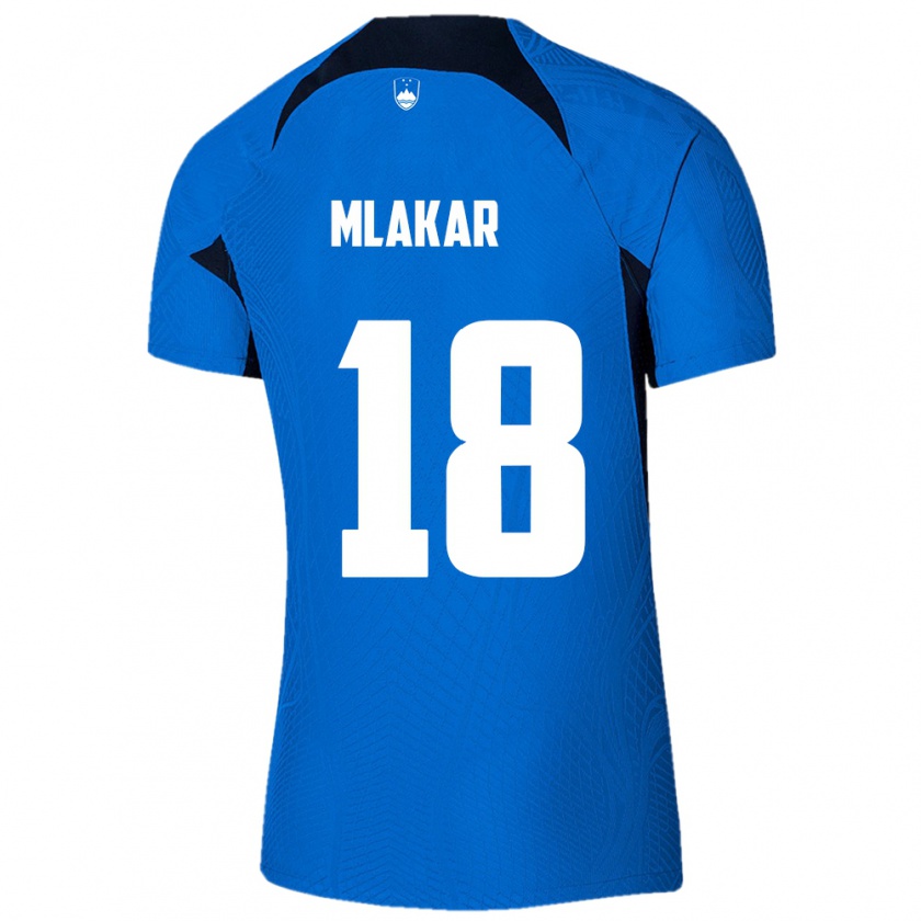 Kandiny Femme Maillot Slovénie Luka Mlakar #18 Bleu Tenues Extérieur 24-26 T-Shirt