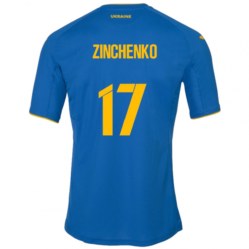 Kandiny Femme Maillot Ukraine Oleksandr Zinchenko #17 Bleu Tenues Extérieur 24-26 T-Shirt