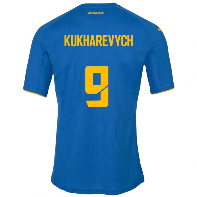 Kandiny Femme Maillot Ukraine Mykola Kukharevych #9 Bleu Tenues Extérieur 24-26 T-Shirt