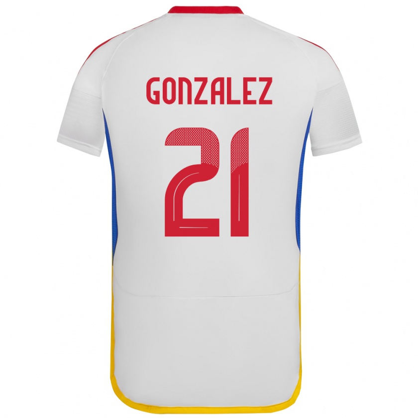 Kandiny Femme Maillot Venezuela Alexander González #21 Blanc Tenues Extérieur 24-26 T-Shirt