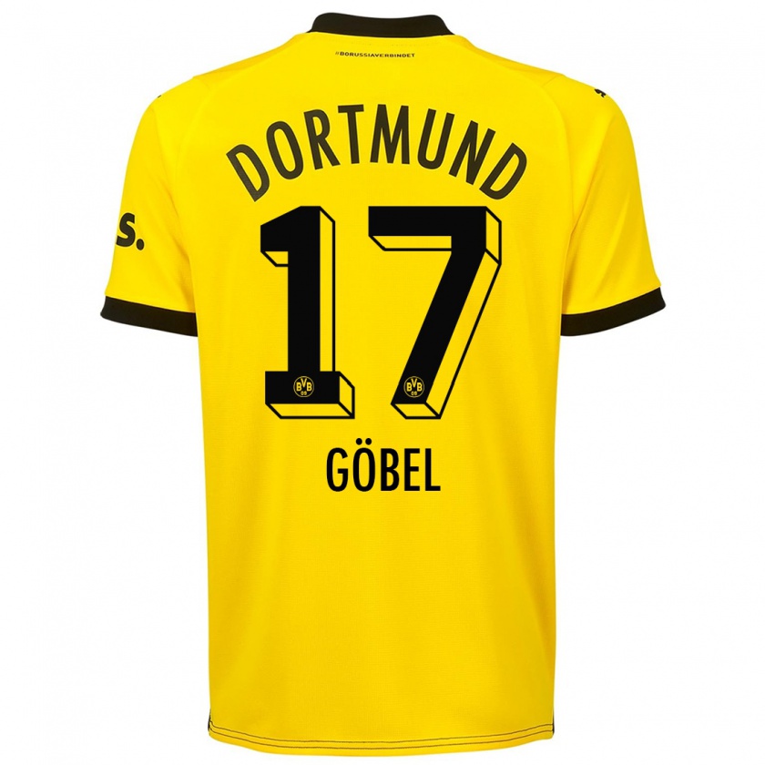 Kandiny Enfant Maillot Patrick Göbel #17 Jaune Tenues Domicile 2023/24 T-Shirt