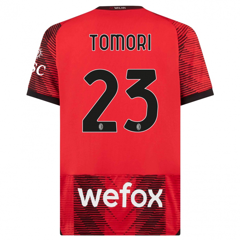 Kandiny Enfant Maillot Fikayo Tomori #23 Rouge Noir Tenues Domicile 2023/24 T-Shirt