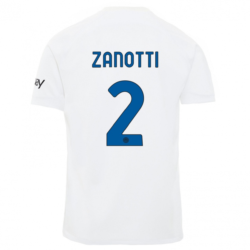 Kandiny Enfant Maillot Mattia Zanotti #2 Blanc Tenues Extérieur 2023/24 T-Shirt