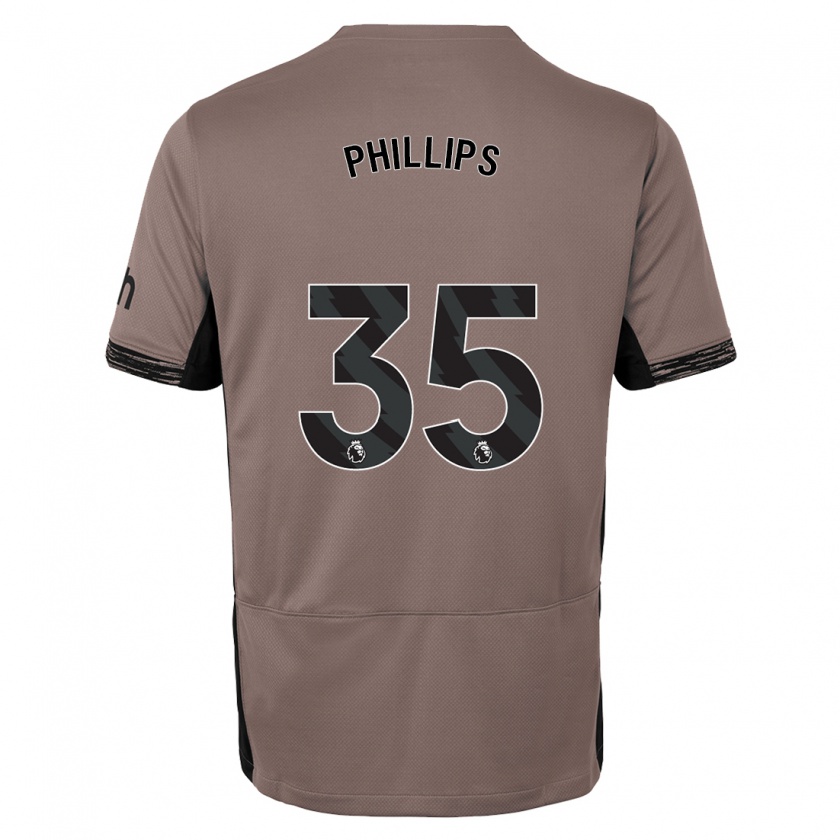 Kandiny Enfant Maillot Ashley Phillips #35 Beige Foncé Troisieme 2023/24 T-Shirt