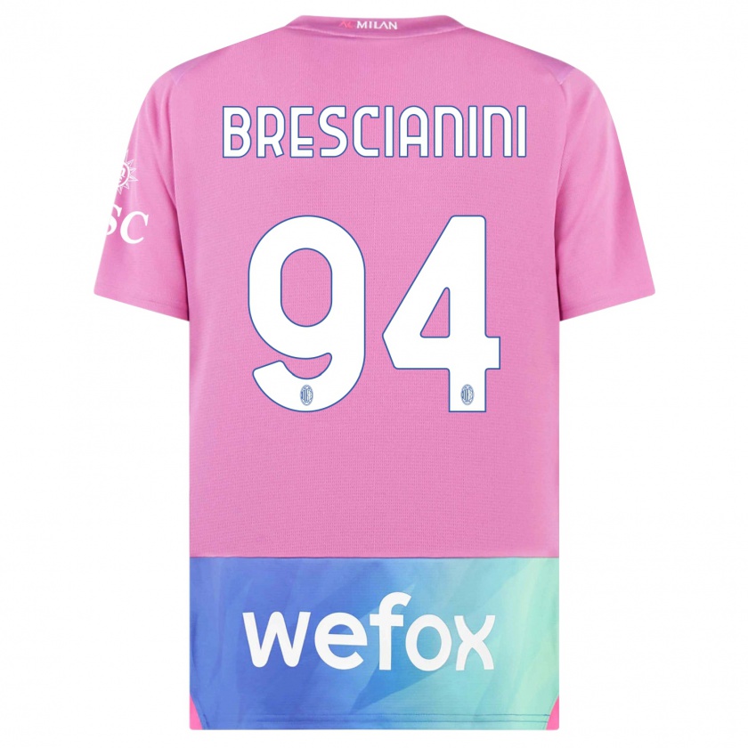 Kandiny Enfant Maillot Marco Brescianini #94 Rose-Mauve Troisieme 2023/24 T-Shirt