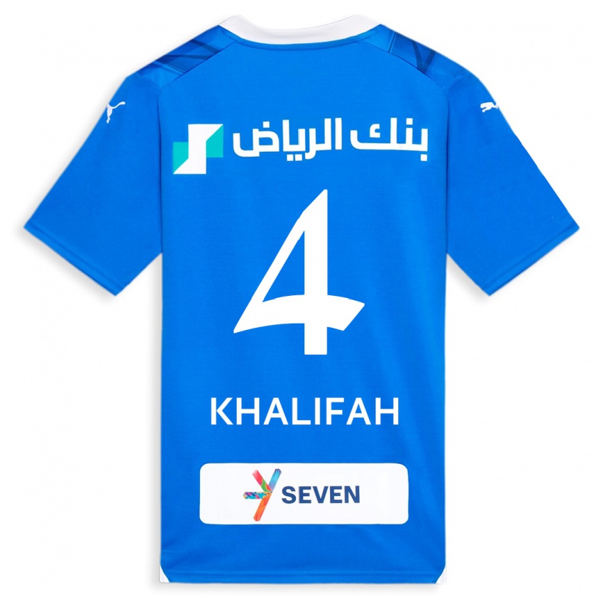 Kandiny Femme Maillot Khalifah Al-Dawsari #4 Bleu Tenues Domicile 2023/24 T-Shirt