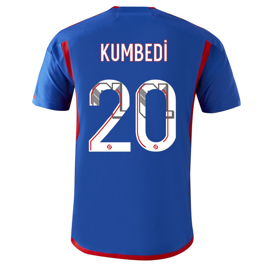 Kandiny Femme Maillot Saël Kumbedi #20 Bleu Rouge Tenues Extérieur 2023/24 T-Shirt