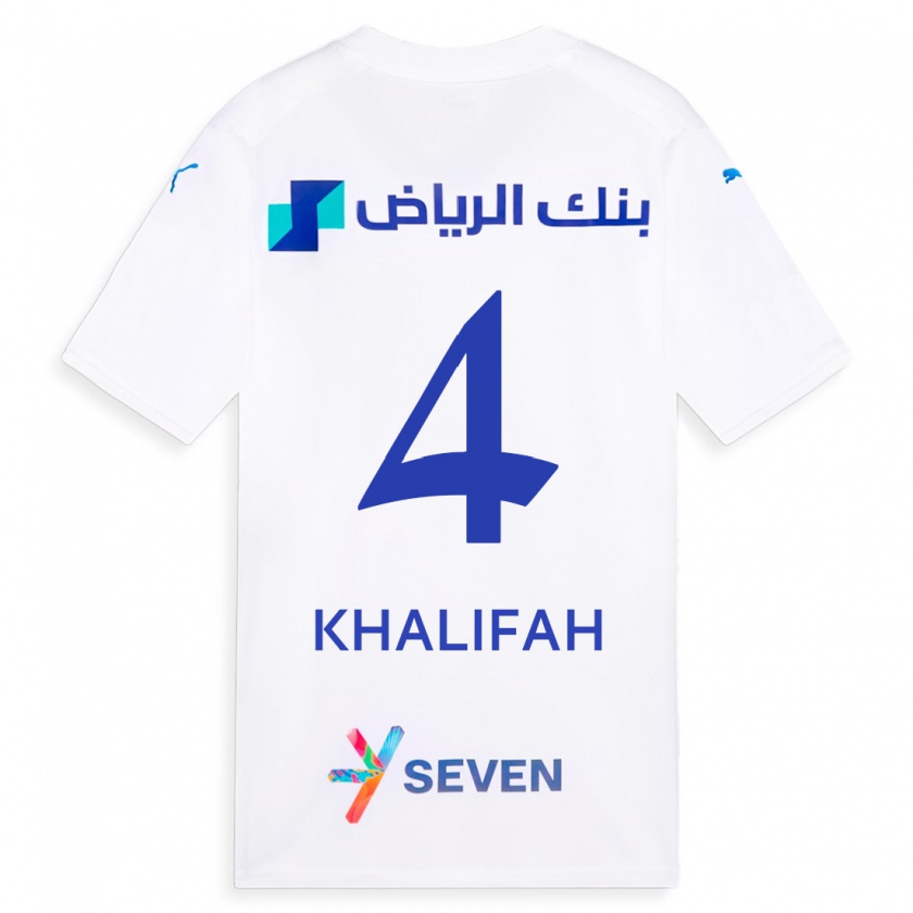 Kandiny Femme Maillot Khalifah Al-Dawsari #4 Blanc Tenues Extérieur 2023/24 T-Shirt