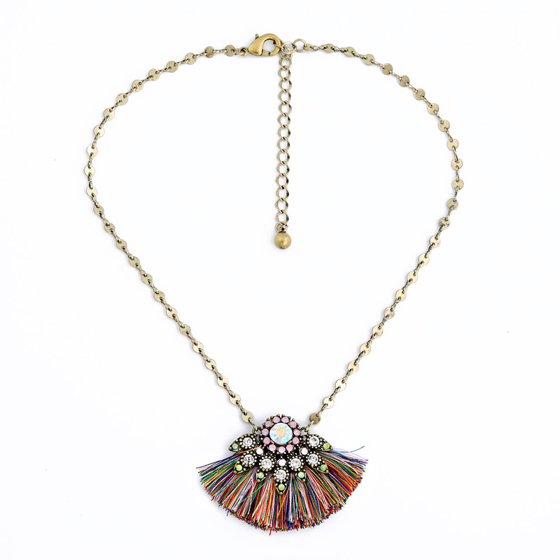 Kandiny - Fringed Pendant Short Sweater Chain