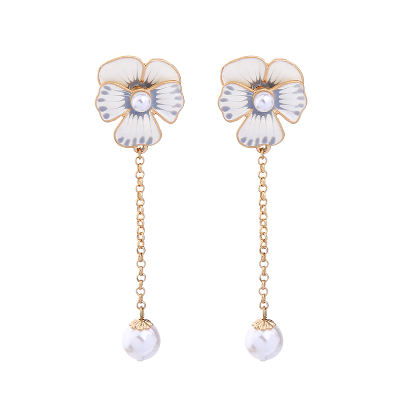 Kandiny - Drop glaze flower pearl pendant Earrings 00884