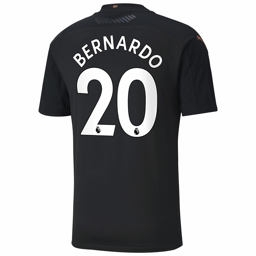 Enfant Football Maillot Bernardo Silva #20 Tenues Extérieur Noire 2020/21 Chemise