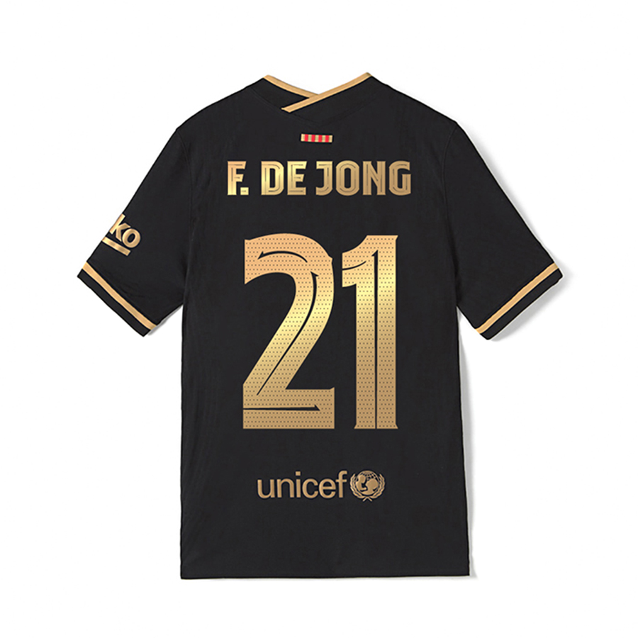 Enfant Football Maillot Frenkie De Jong #21 Tenues Extérieur Noire 2020/21 Chemise