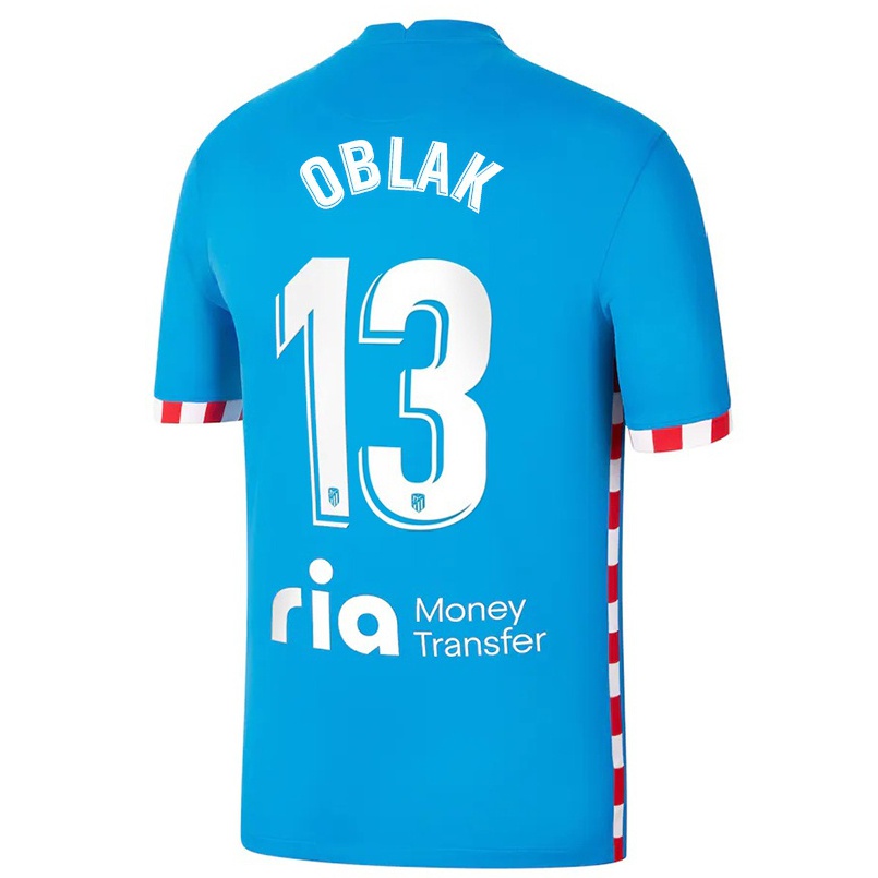 Homme Football Maillot Jan Oblak #13 Bleu Tenues Third 2021/22 T-shirt