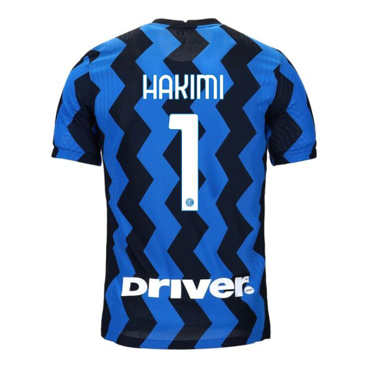 Homme Football Maillot Achraf Hakimi #1 Tenues Domicile Bleu Noire 2020/21 Chemise