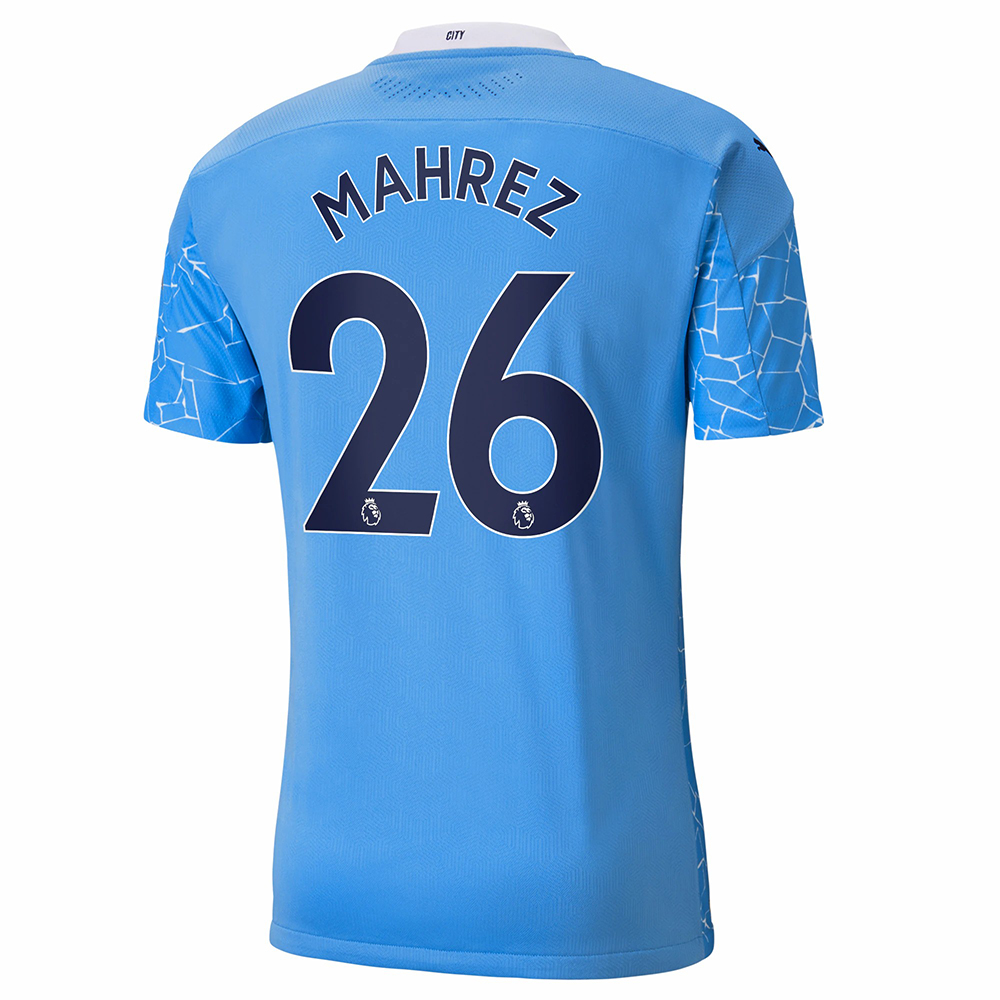 Homme Football Maillot Riyad Mahrez #26 Tenues Domicile Bleu 2020/21 Chemise