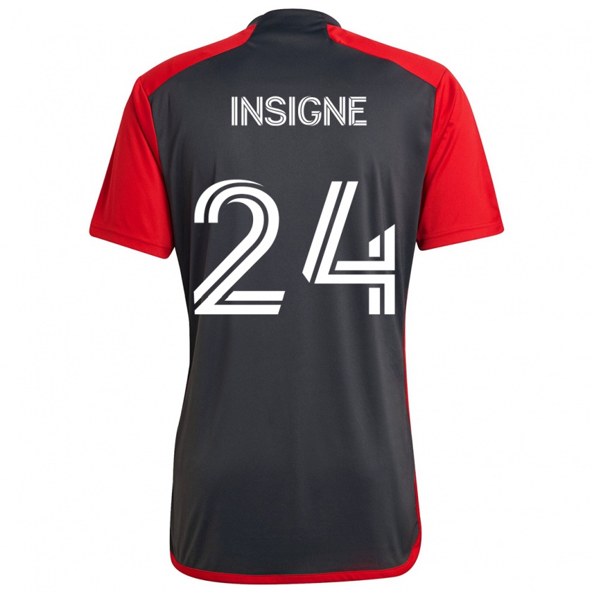 Kandiny Enfant Maillot Lorenzo Insigne #24 Rouge Gris Tenues Domicile 2024/25 T-Shirt