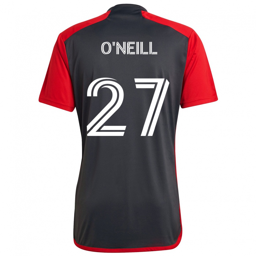 Kandiny Enfant Maillot Shane O'neill #27 Rouge Gris Tenues Domicile 2024/25 T-Shirt