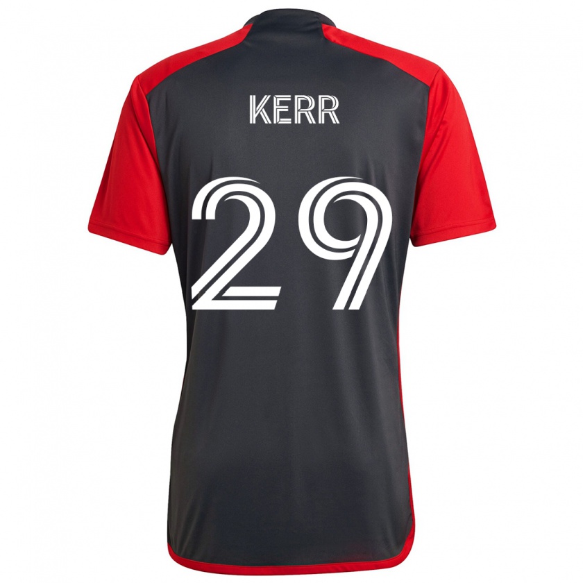 Kandiny Enfant Maillot Deandre Kerr #29 Rouge Gris Tenues Domicile 2024/25 T-Shirt