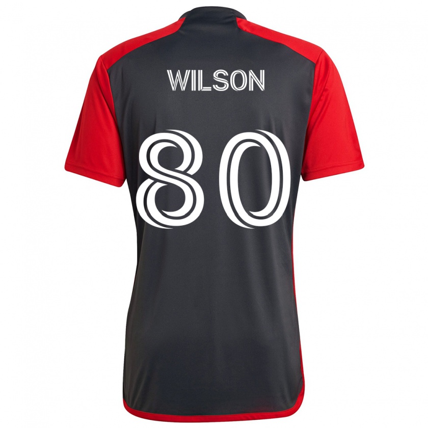 Kandiny Enfant Maillot Shafique Wilson #80 Rouge Gris Tenues Domicile 2024/25 T-Shirt