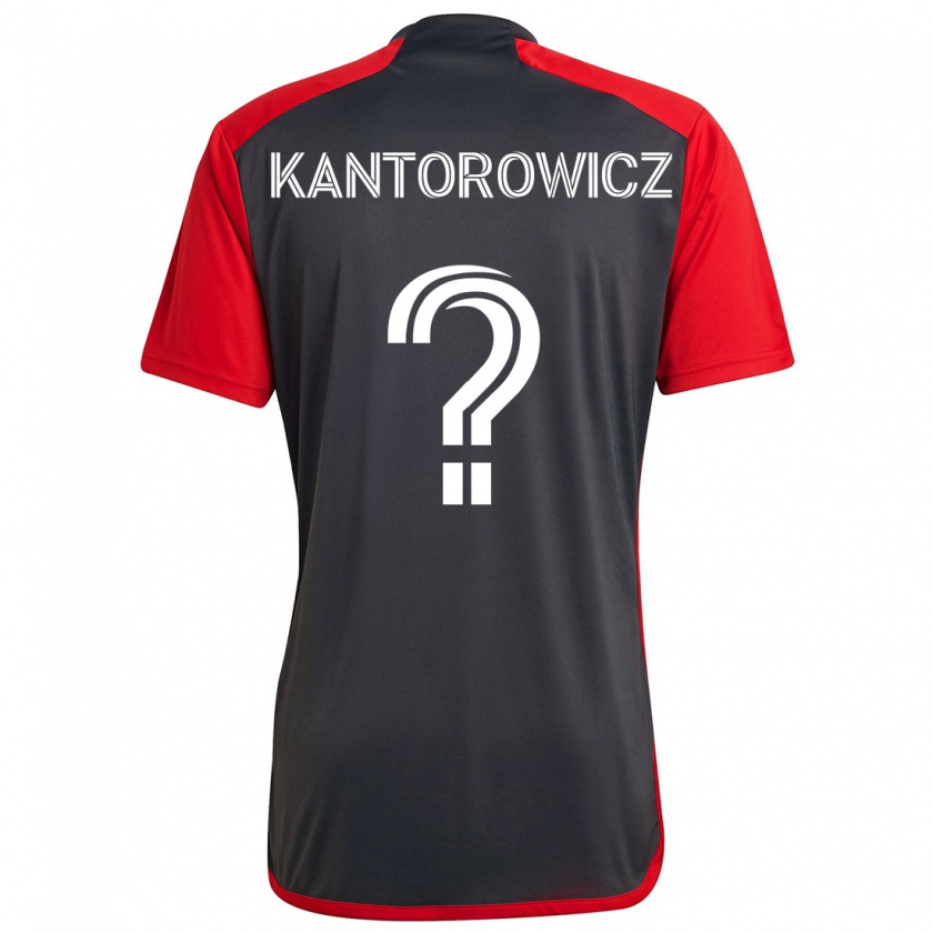 Kandiny Enfant Maillot Dominic Kantorowicz #0 Rouge Gris Tenues Domicile 2024/25 T-Shirt